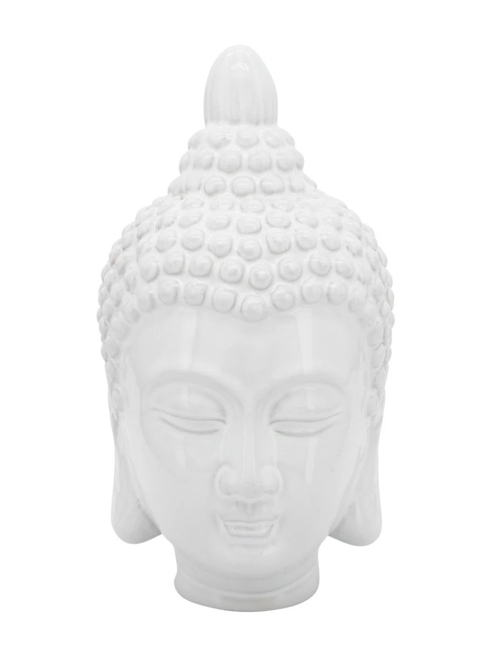 White Ceramic Buddha Head Sculpture
